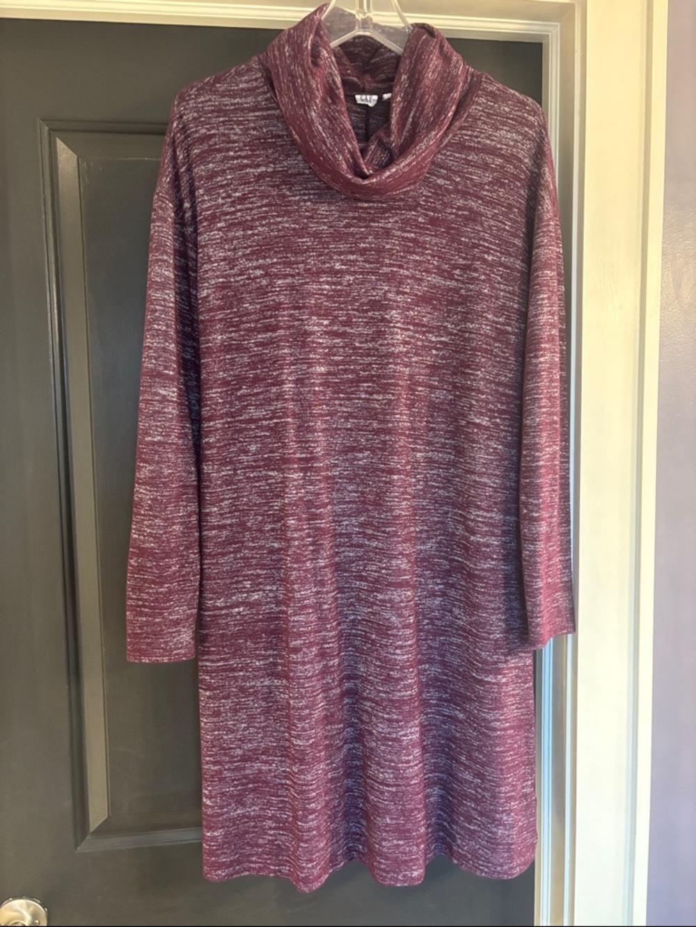 GAP Marled Knit Cowl-Neck Dress in Plum and Heather
